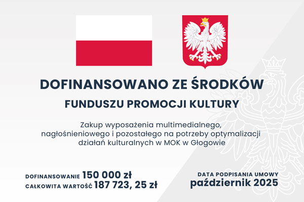 Baner informujący o dofinansowaniu z Funduszu Promocji Kultury